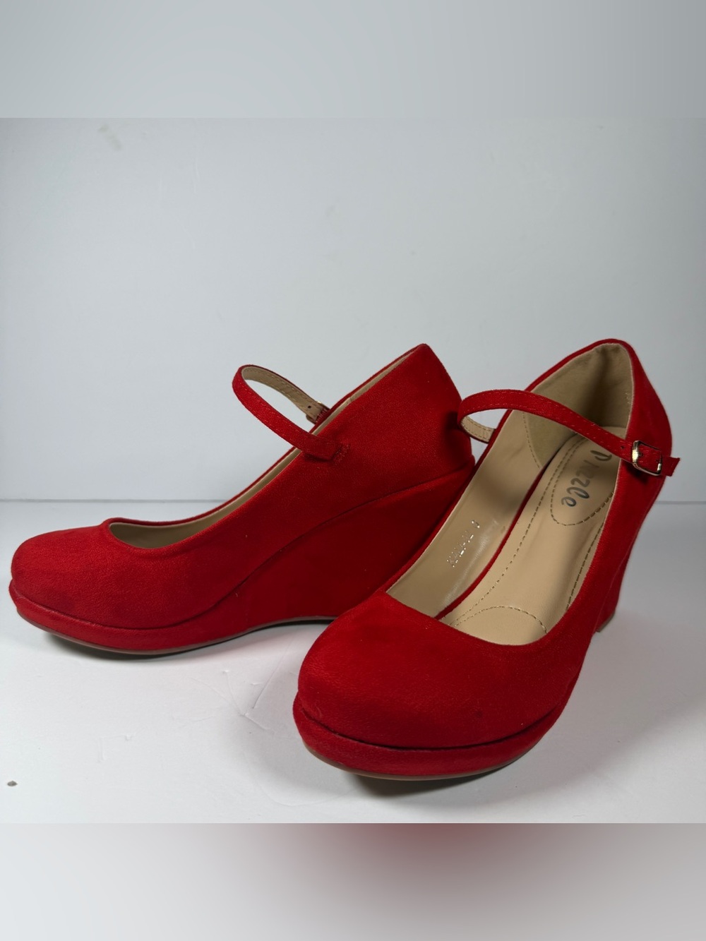 Pazzle Size 6 Red Suede Wedge Pumps - Women's Fashion Heels preppy